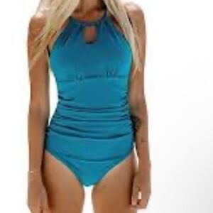 Teal Halter Neck Swimsuit